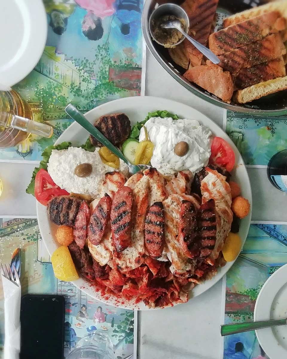 Food served at the Efcharis restaurant in Athens Greece