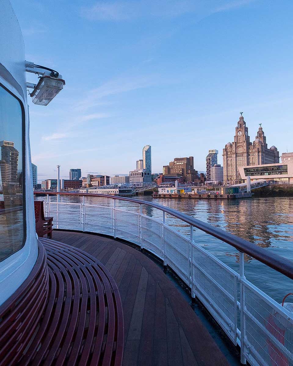 Liverpool waterfront seen from a river cruise