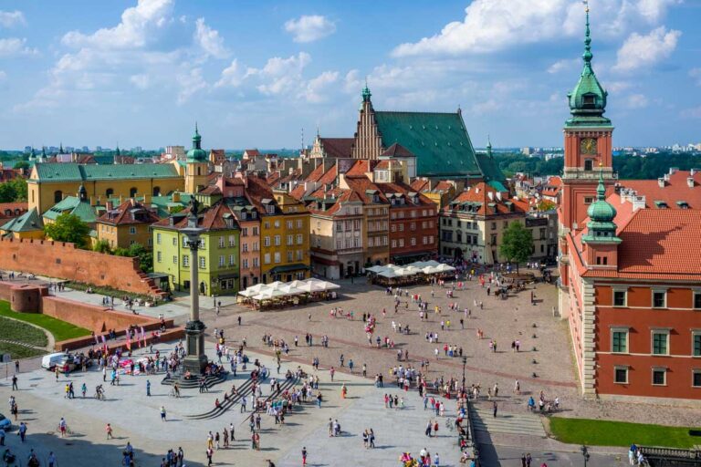Old Town Warsaw Poland seen from the air