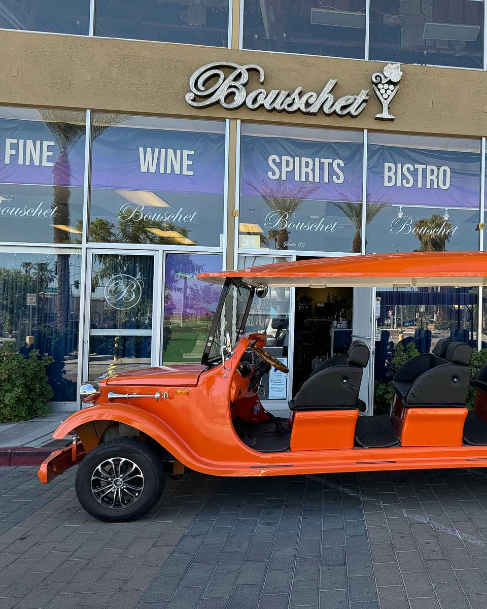 Open air golf cart on a tour in Palm Springs California