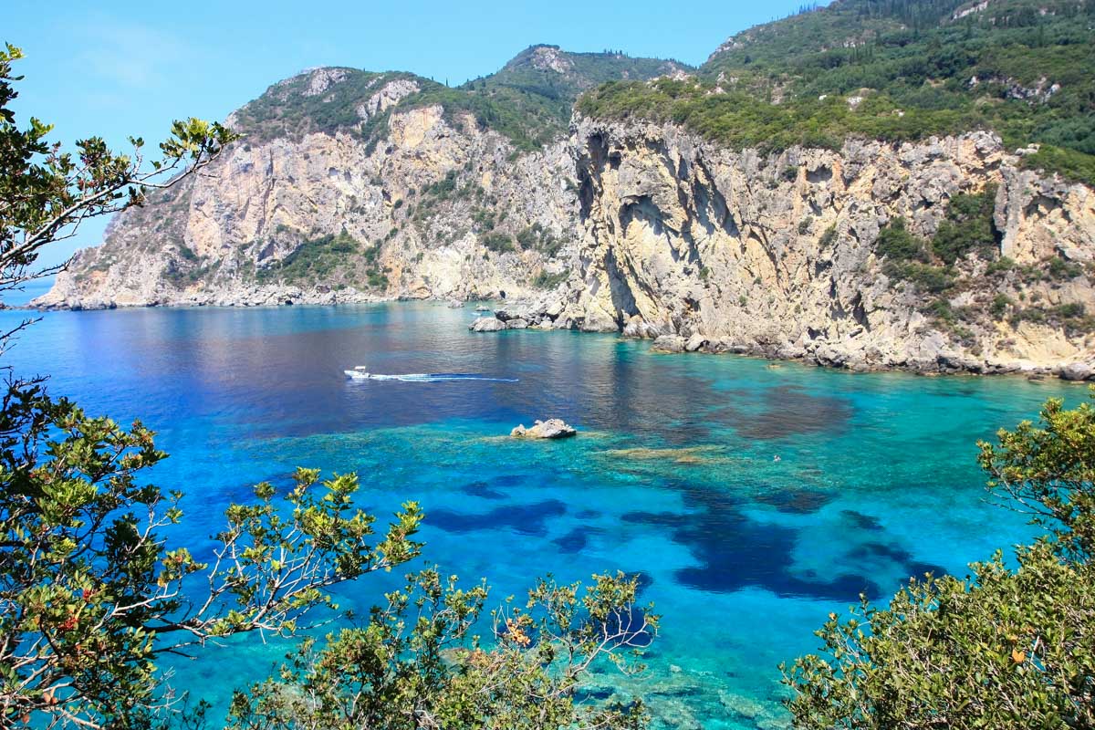 Palaiokastritsa and a hidden bay in Corfu Greece