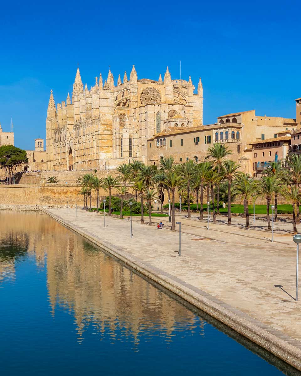 Palma Cathedral in Palma de Mallorca Spain seen on an ebike tour