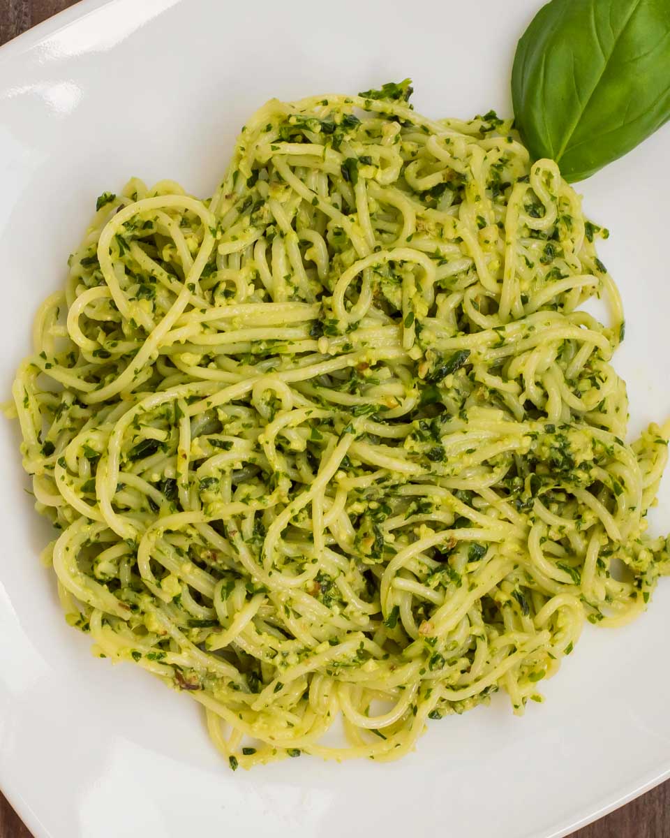 Pesto Pasta eaten on a food tour in Genoa Italy