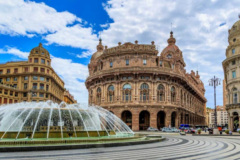 Piazza De Ferrari main square in Genoa Italy