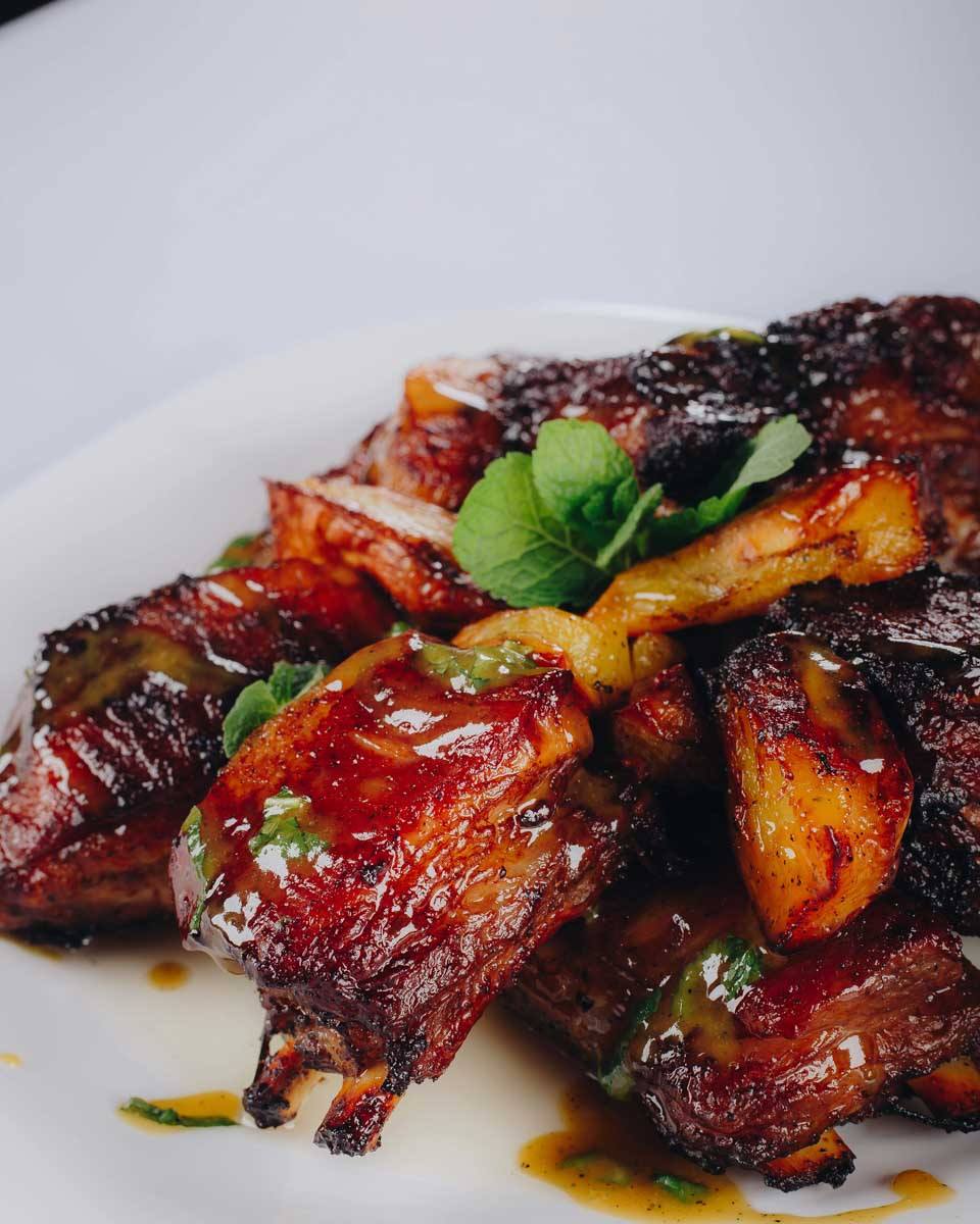 Ribs on a plate we had at dinner in Amsterdam Netherlands