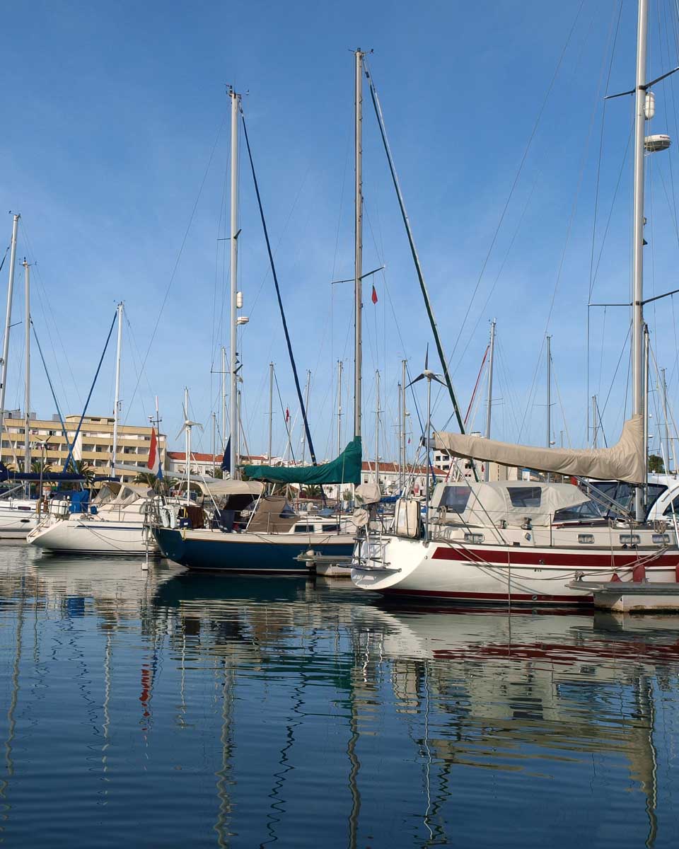 Sailing boats seen in Lagos Marina in Portugal