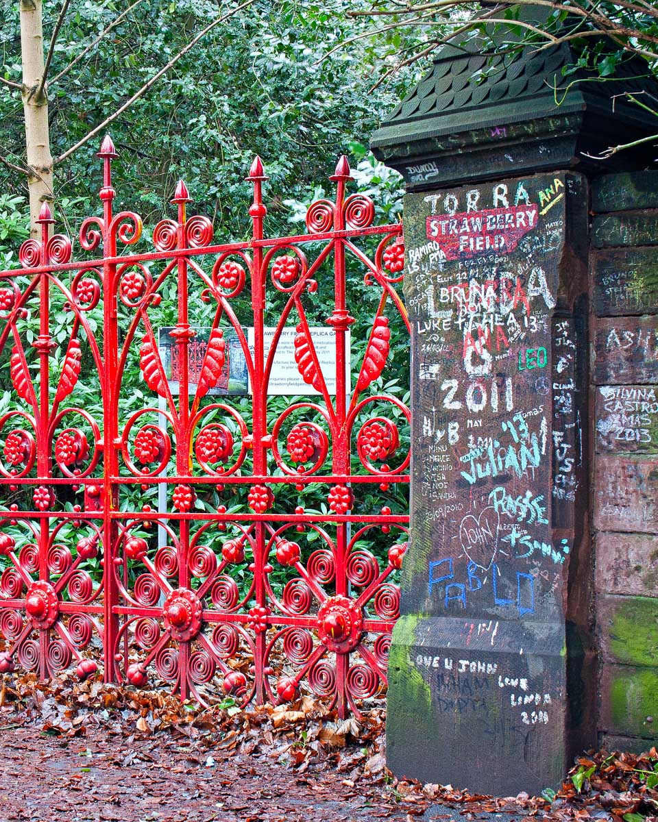 Strawberry Fields Gate seen on a tour in Liverpool UK