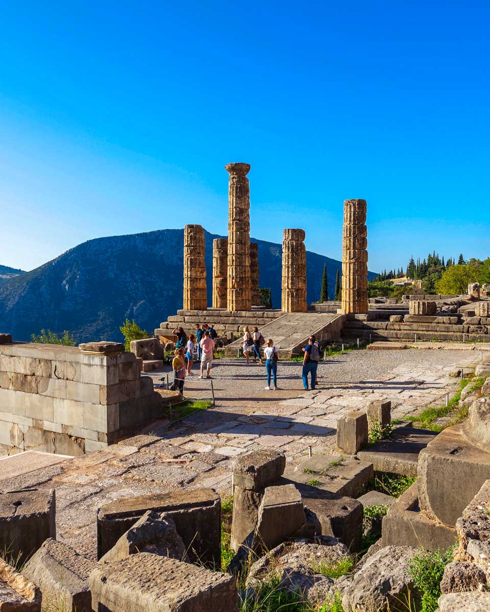 Temple of Apollo seen on a tour of Delphi from Athens