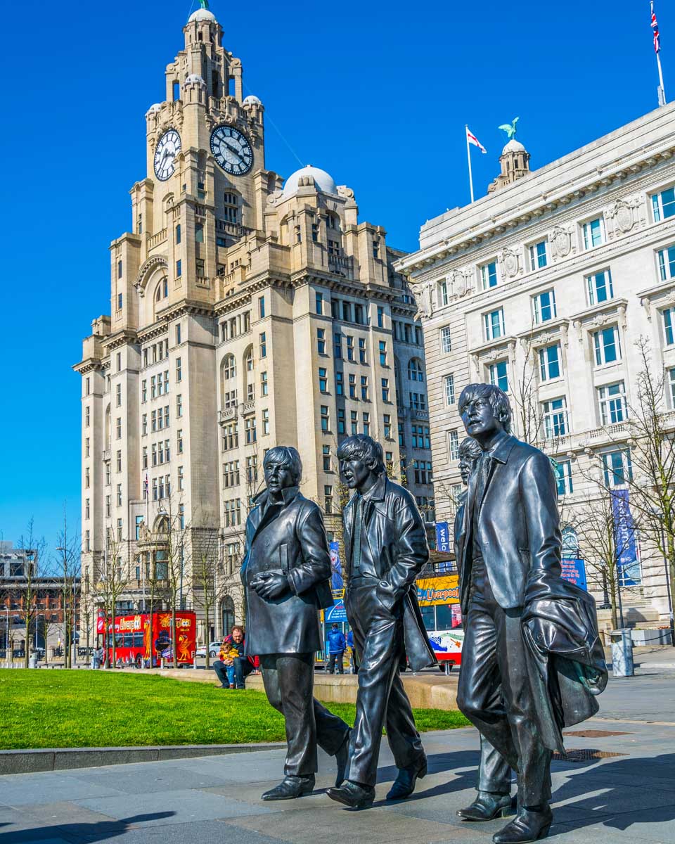 The Beatles statue seen on a Beatles tour in Liverpool UK