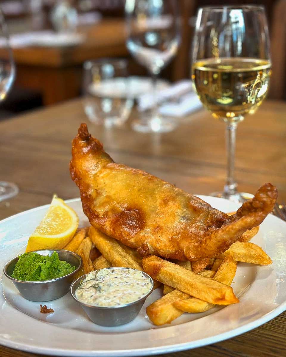 The Duke of Sussex fish and chips eaten in London England