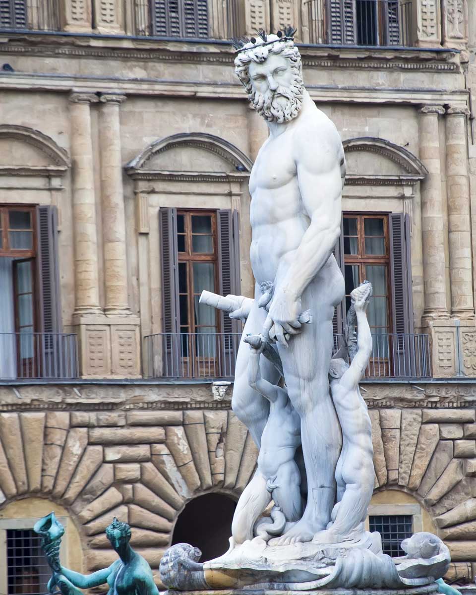 The Fountain of Neptune in Piazza della Signoria Florence Italy