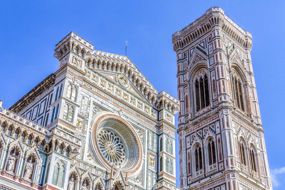 The Giotto’s Campanile belltower seen in Florence Italy