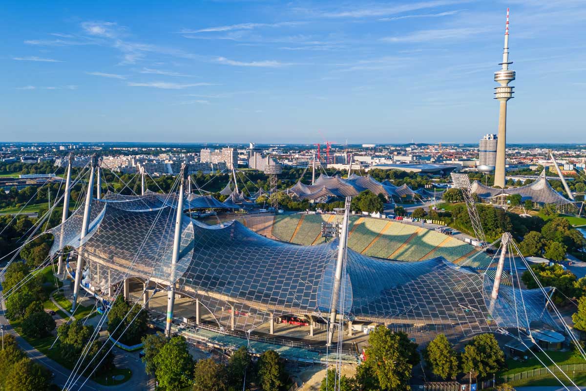 The Olympic Park in Munich Germany seen from above