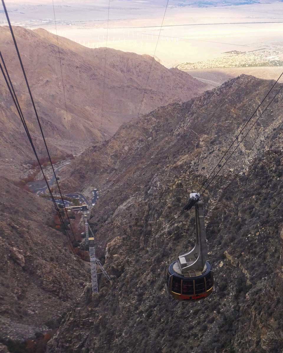 The Palm Springs Aerial Tramway with the valley in the background