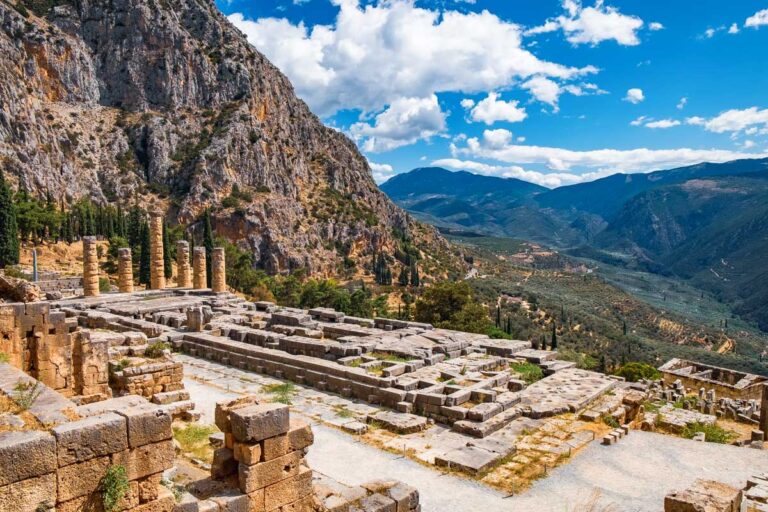 The Temple of Apollo in Delphi seen on a tour from Athens