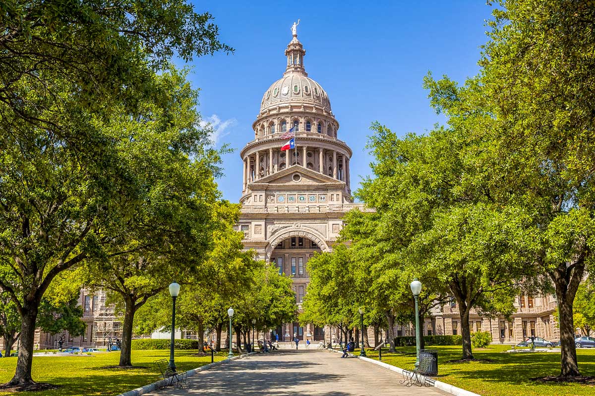 The Texas state capitol building in Austin Texas