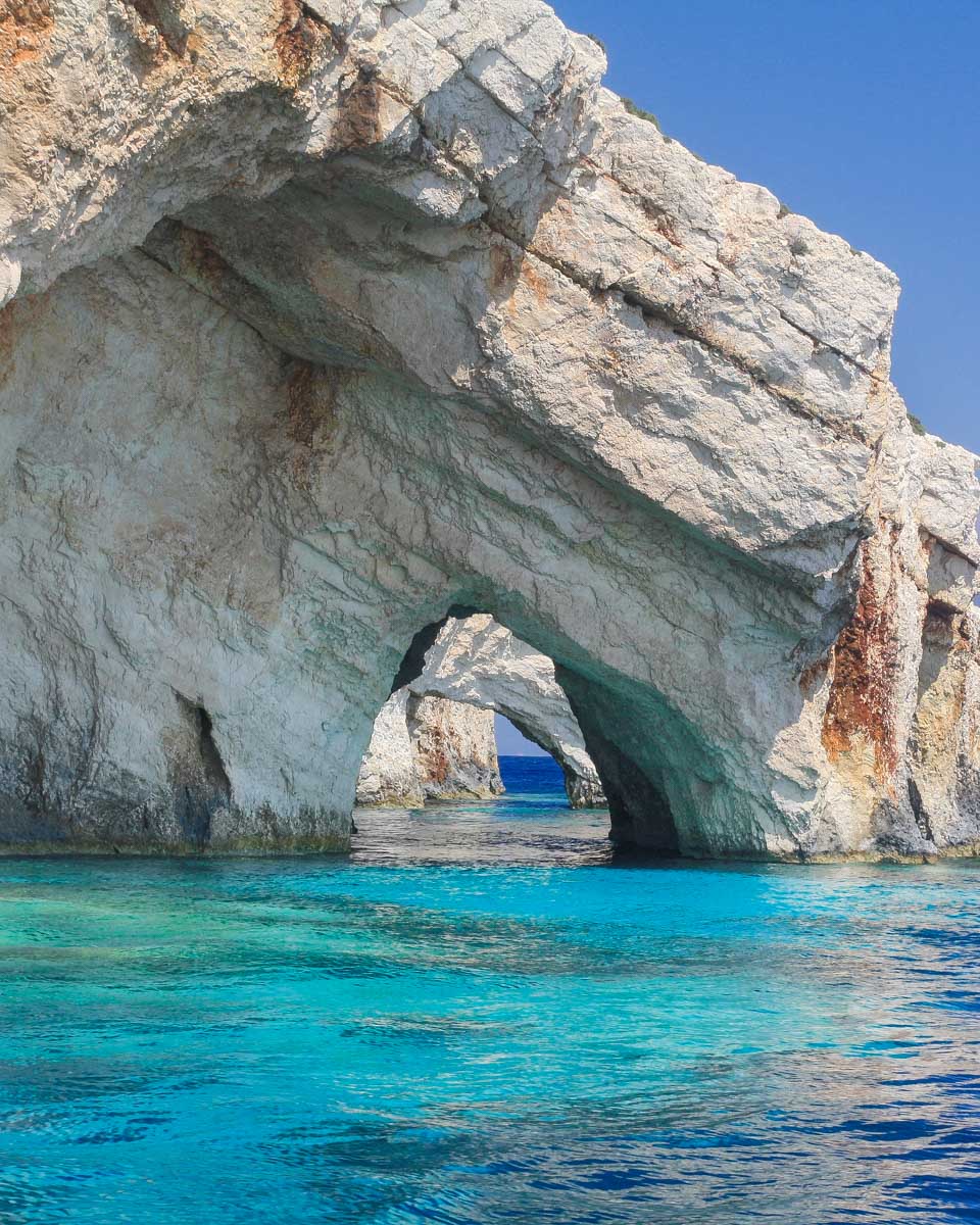 The blue caves in zakynthos Greece