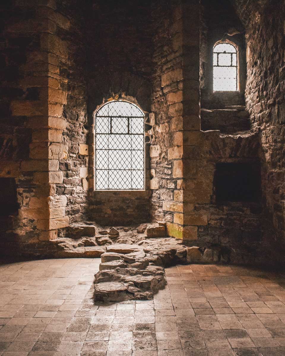 The inside of Doune Castle seen on a tour from Glasgow Scotland