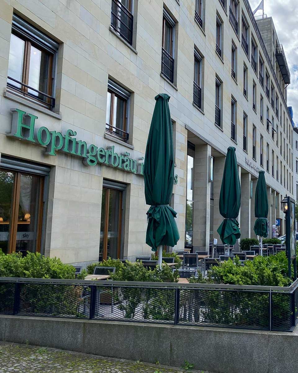The outside of Hopfingerbrau in Berlin Germany