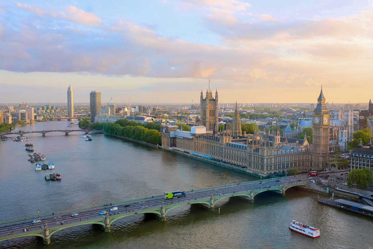 The view of London from the London Eye in the evening London England