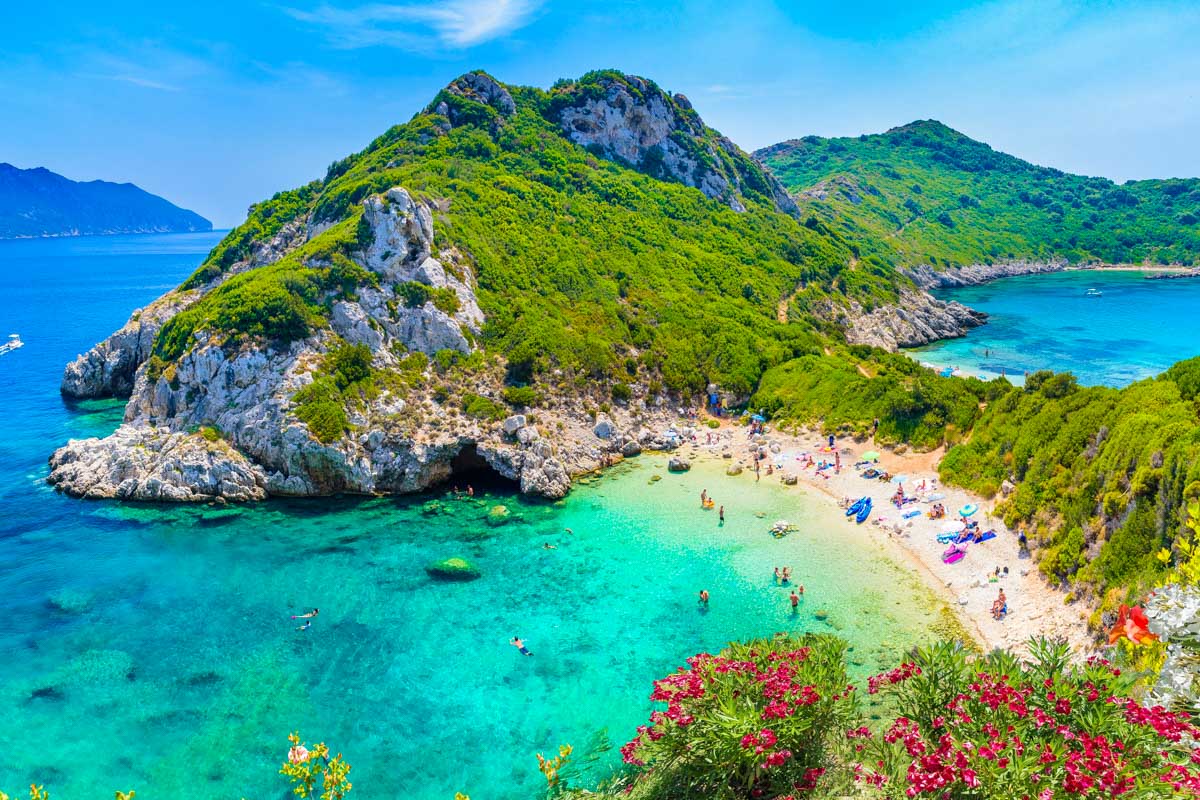 View of beaches in Corfu Greece