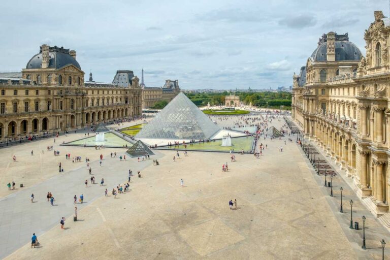 View of the Louvre in Paris France from the air