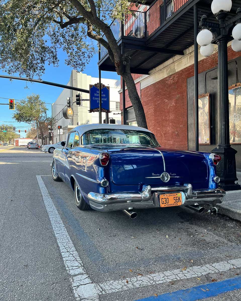 Ybor City Historic Walking Tours an old car in Ybor City Tampa Florida