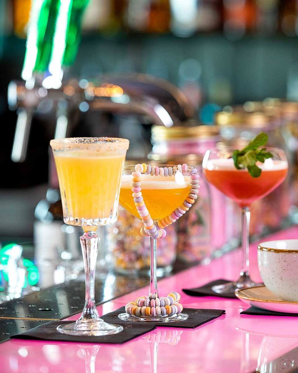 cocktails on the bar at Twenty Third Bar in Amsterdam