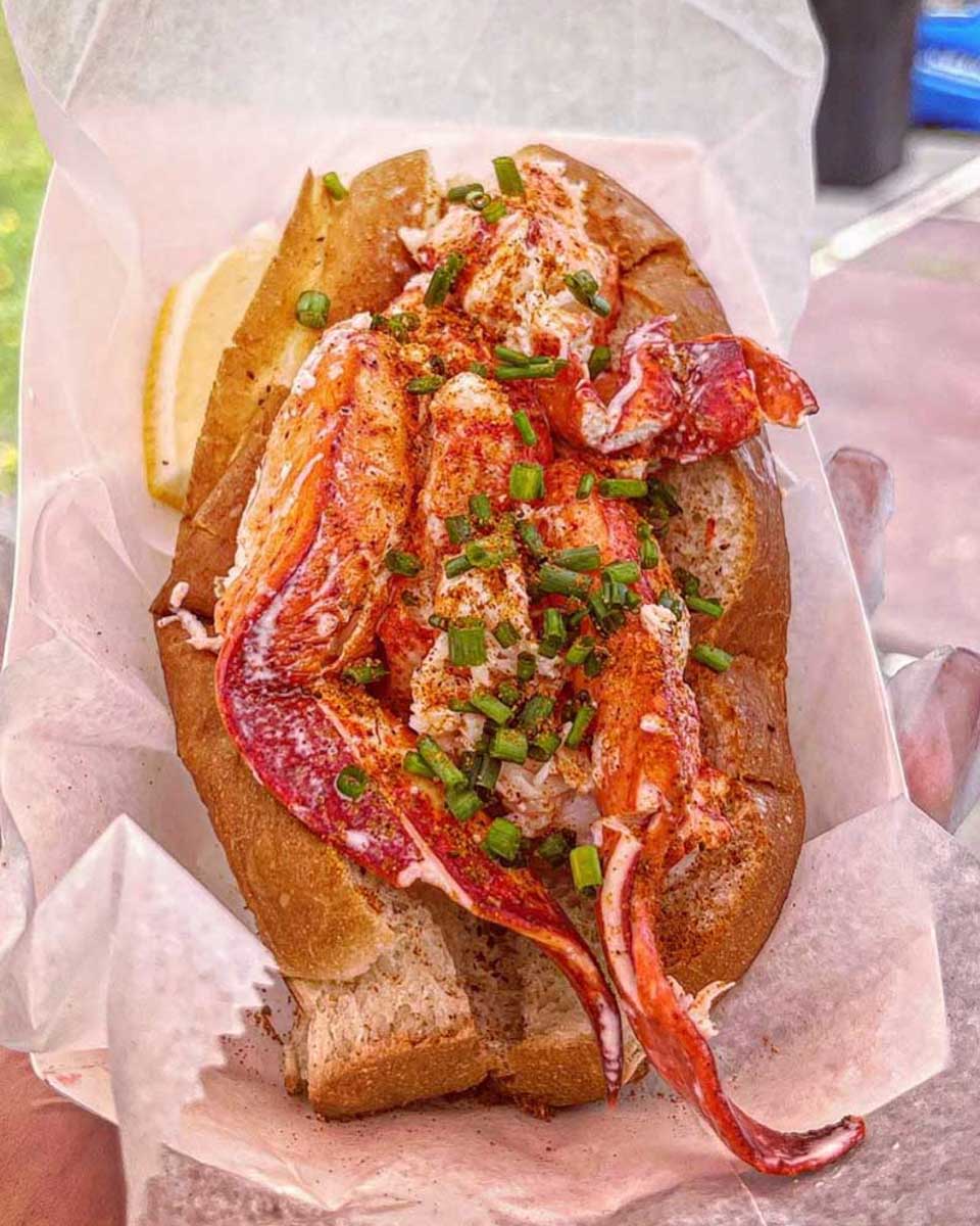 A lobster roll eaten on a food tour of Boston Massachusetts