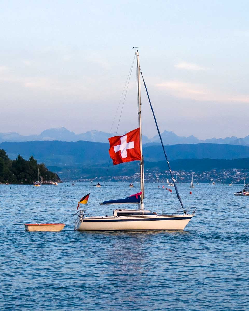A sailboat on Lake Zurich in Seefeld Zurich Switzerland 2