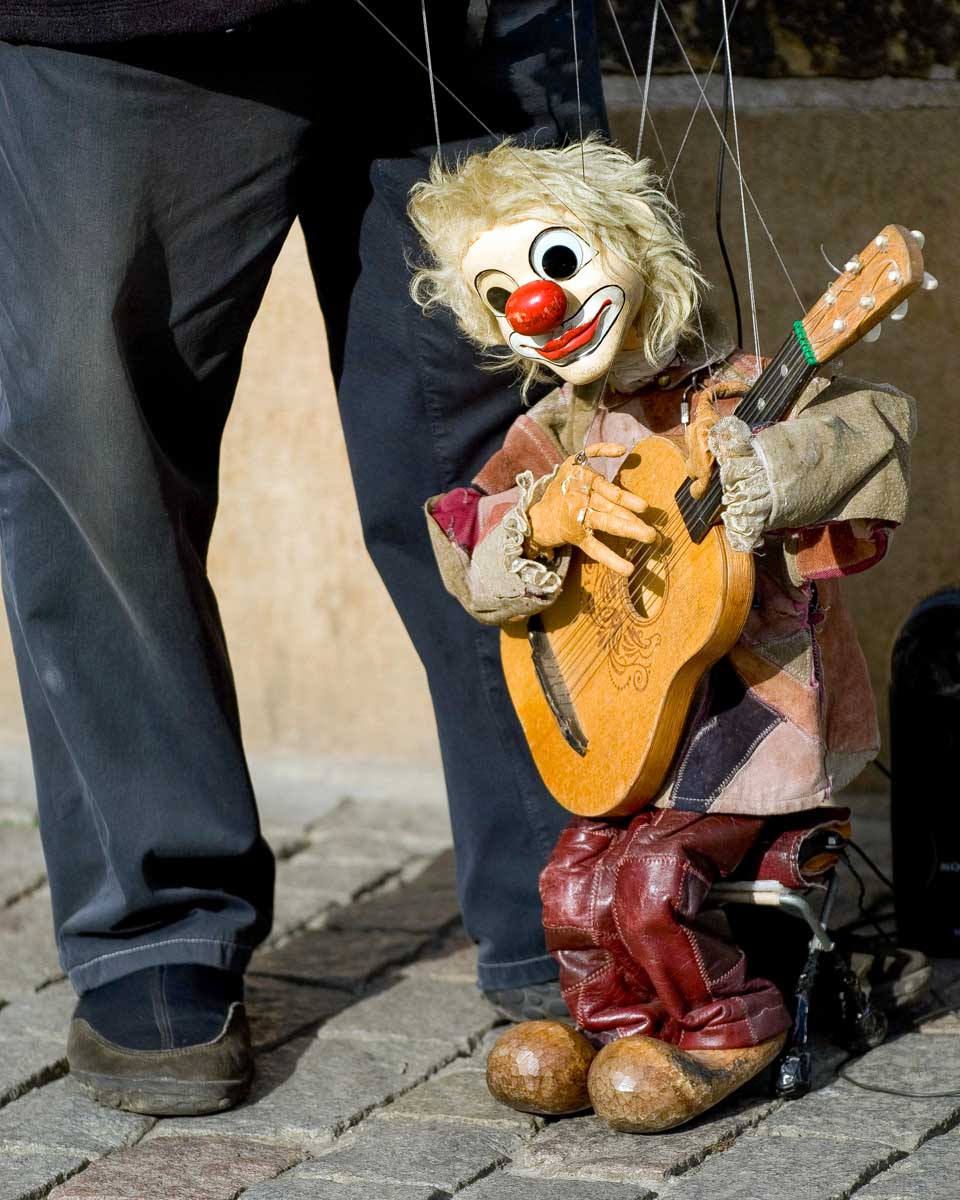 A street performer in Old Town Square Prague Czech Republic