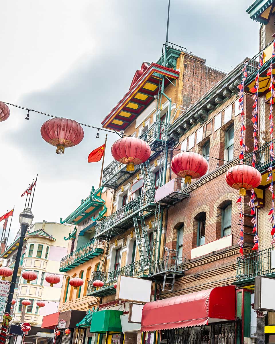 A street with lanterns in Chinatown San Francisco