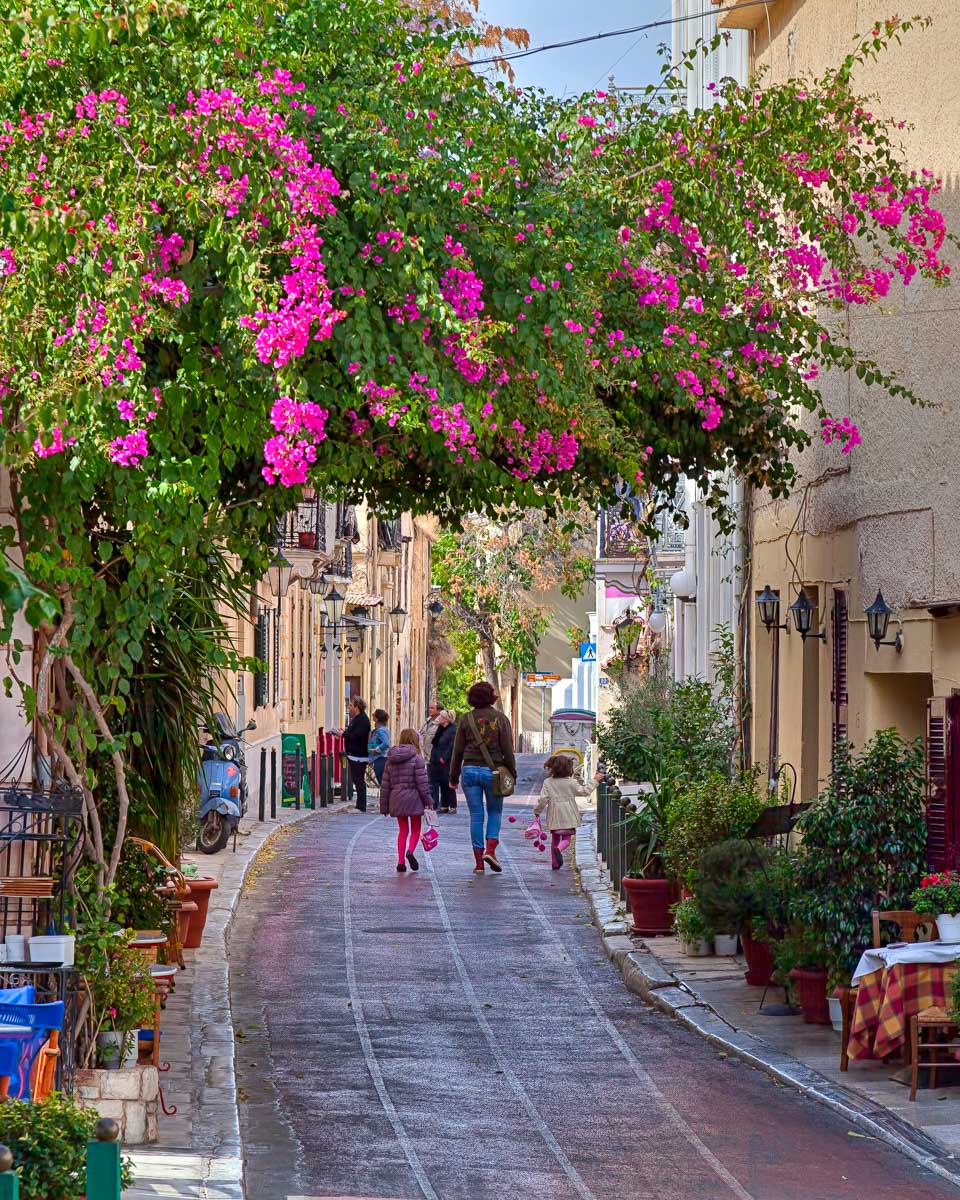 A-street-with-shops-in-Plaka-Athens Greece