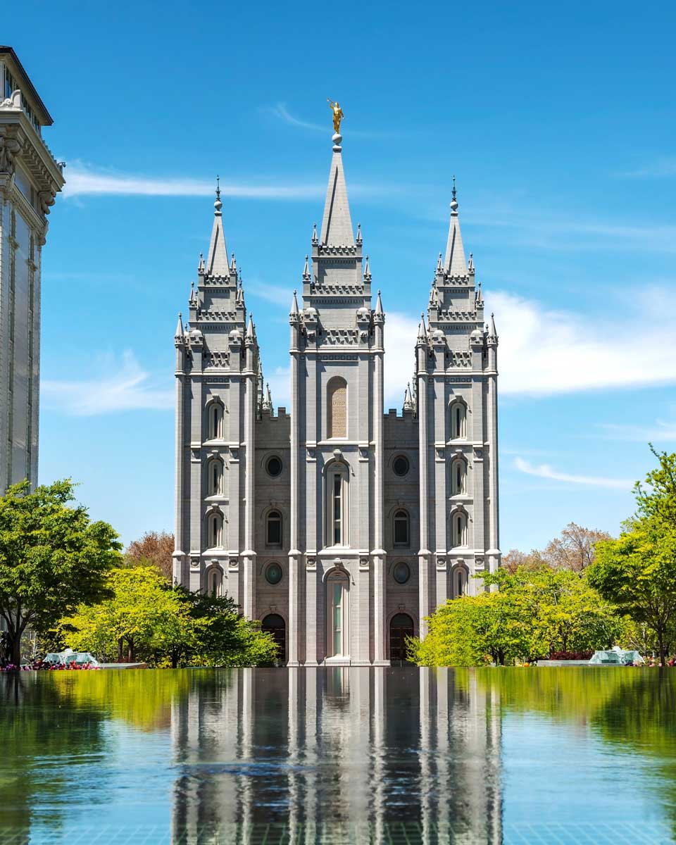 A temple seen on a walking tour in Salt Lake City Utah