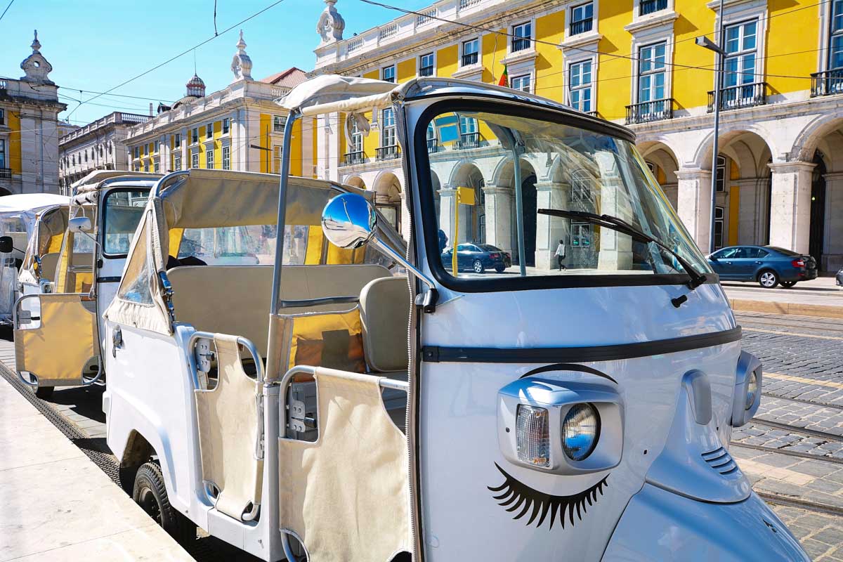 A tuk tuk on the street in Lisbon Portugal