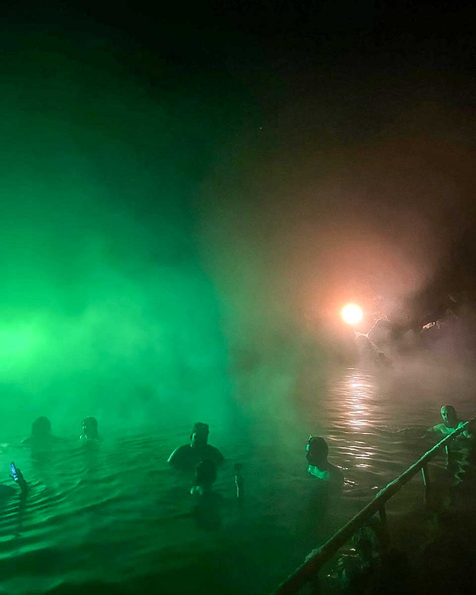 Alaska Wildlife Guide chena hot spring at night seen on a tour from Fairbanks Alaska