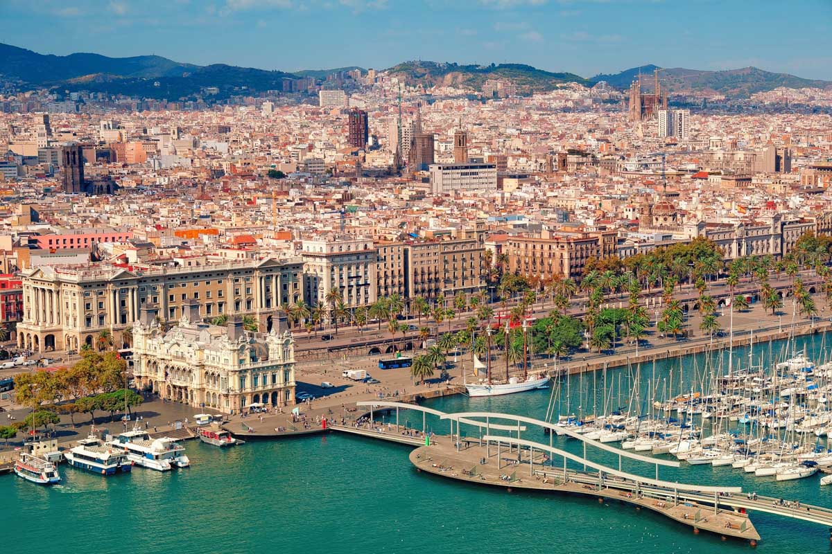 An aerial view of Barcelona city