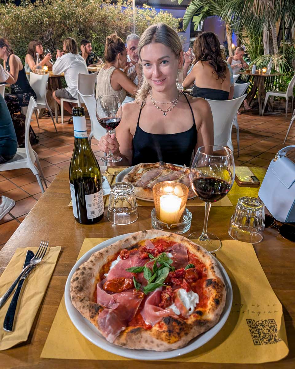 Bailey enjoys pizza in Naples Italy