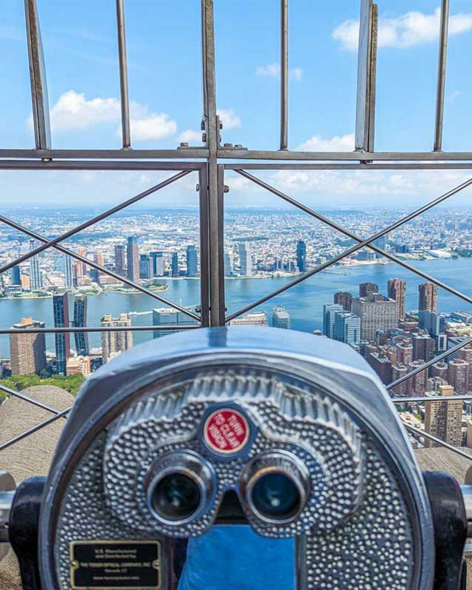 Binoculars-on-the-Empire-State-Building-86th-floor-observatory in Midtown Manhattan New York City