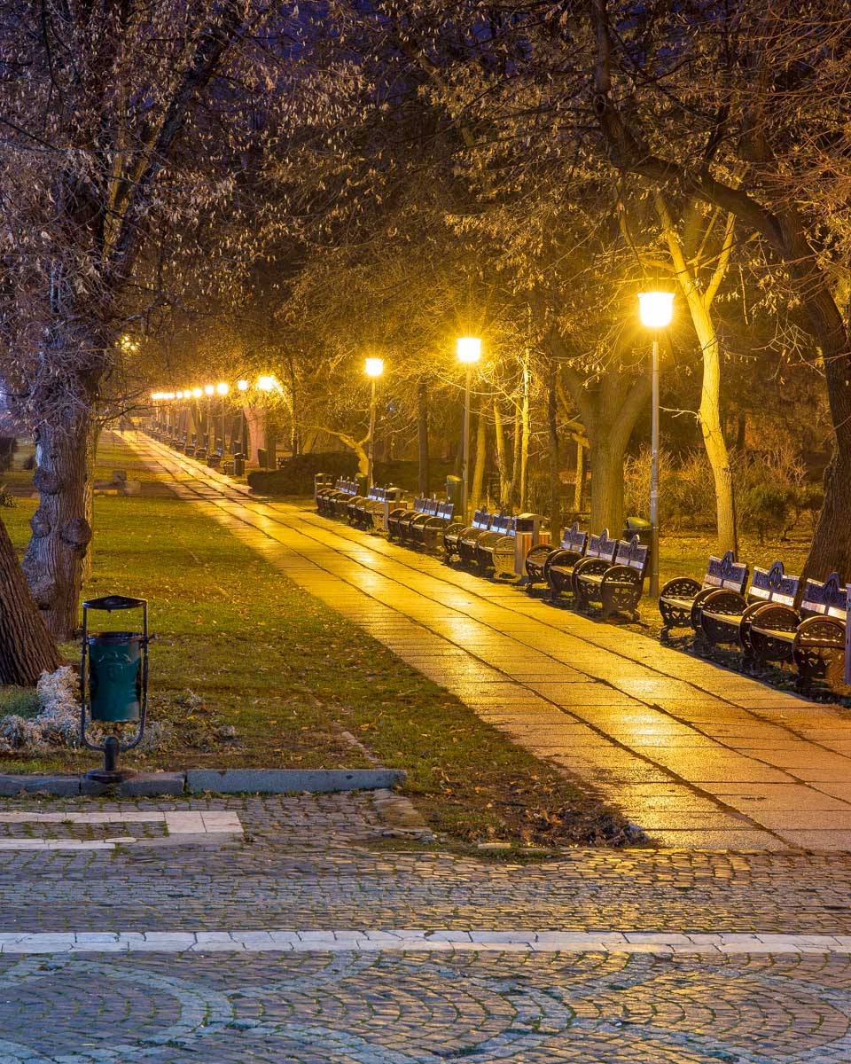 Bucharest Romania park at night on a ghost tour
