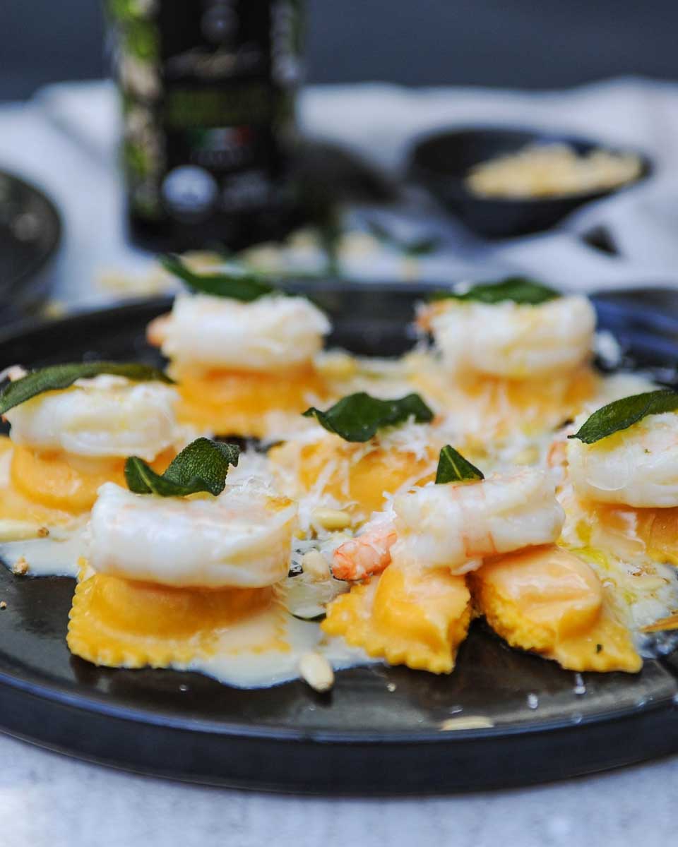 Butternut squash ravioli served at Cactus Club Cafe Vancouver