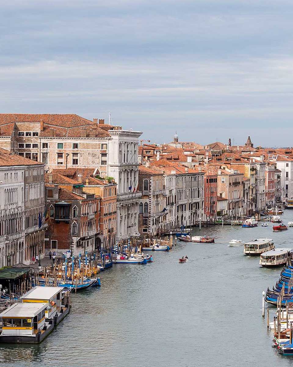 DFS Venice, Fondaco Dei Tedeschi rooftop terrace view in Venice Italy