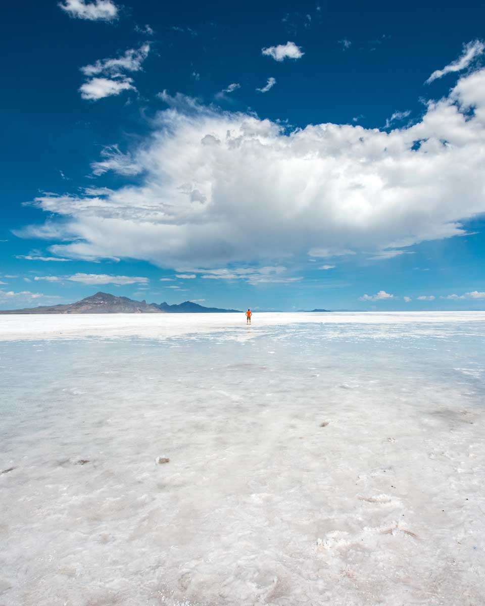 Dan stands out in the Bonneville Salt Flats Utah