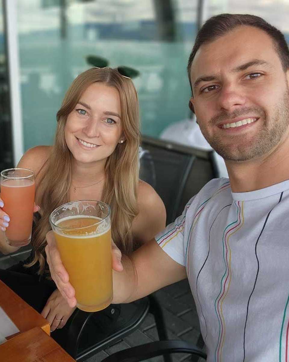 Daniel-and-Bailey-drink-craft-beer-in-Portland Oregon