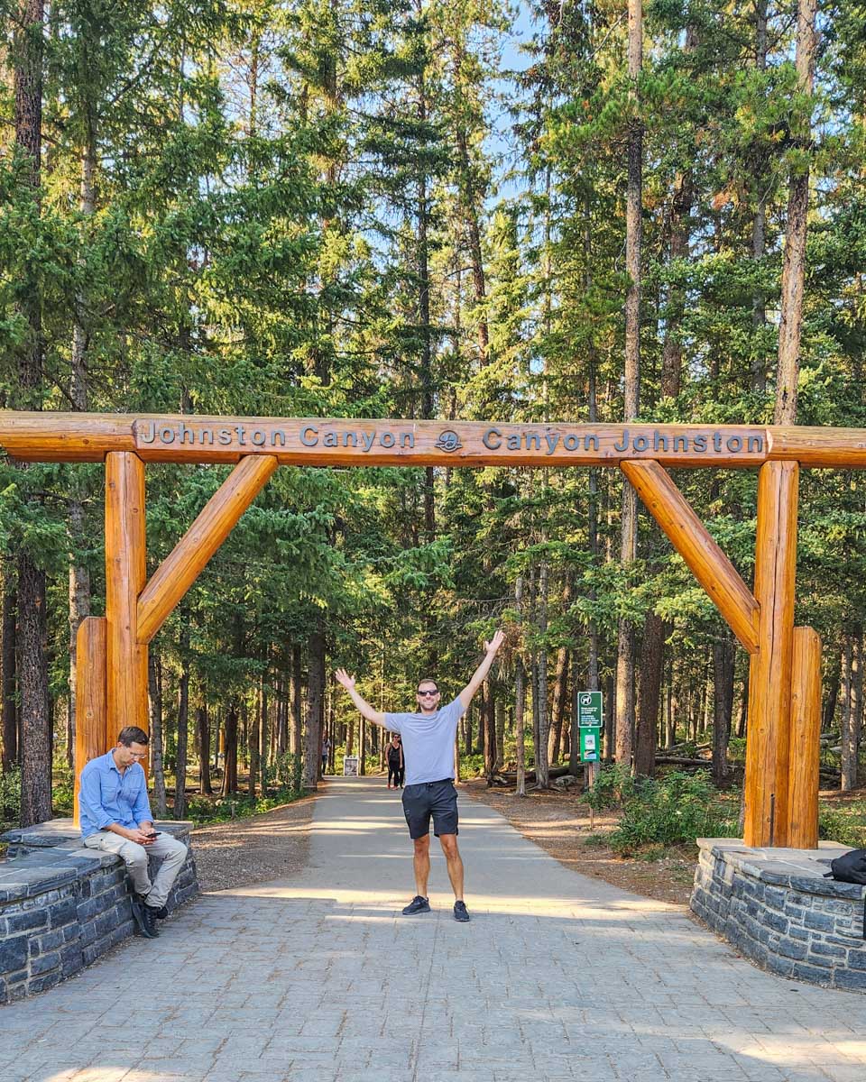 Daniel-at-the-entrance-to-Johnston-Canyon-in-Banff-National-Park Banff Alberta