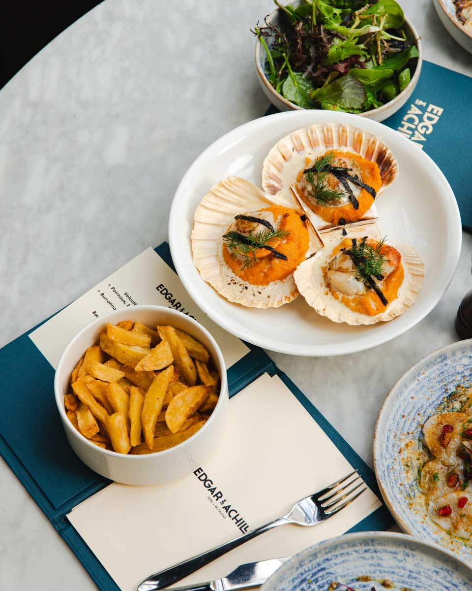 Food at the restaurant in the Edgar & Achille hotel in Paris France