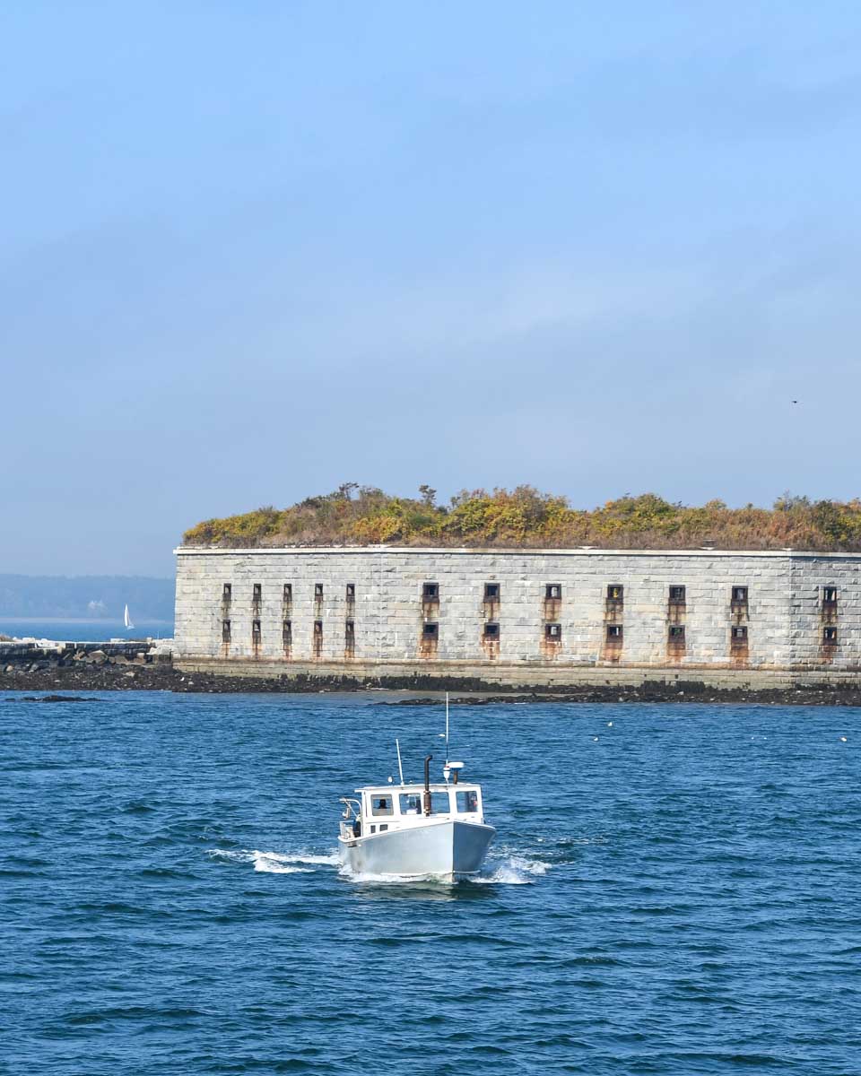 Fort Gorges seen on a cruise tour in Portland Maine USA