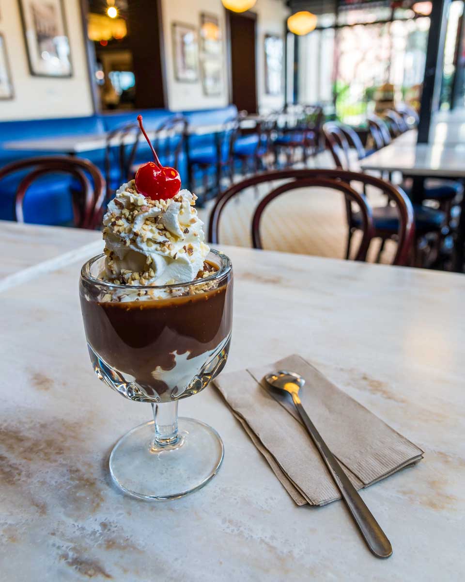 Ghirardelli Chocolate Factory sundae ice cream in San Francisco California