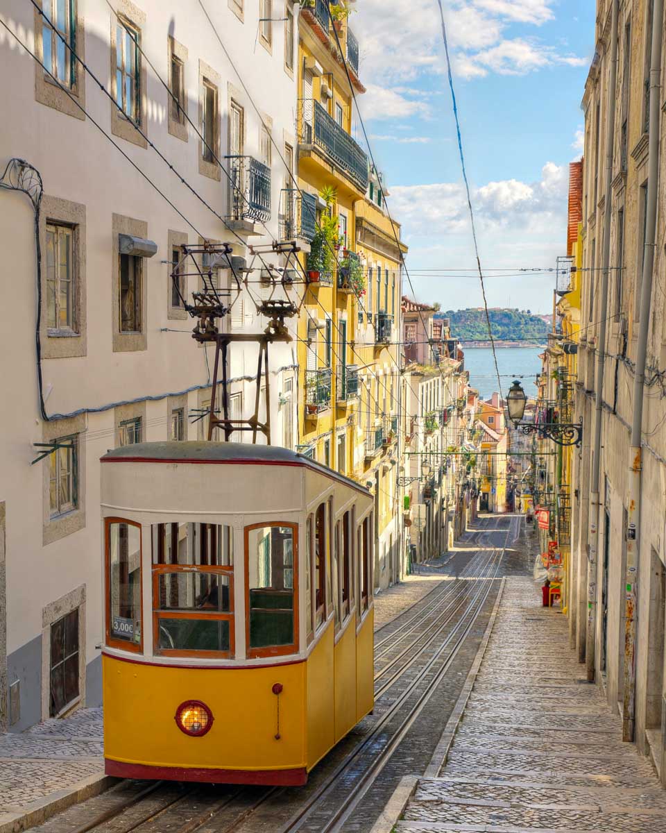 Gloria Funicular in Bairro Alto Lisbon Portugal