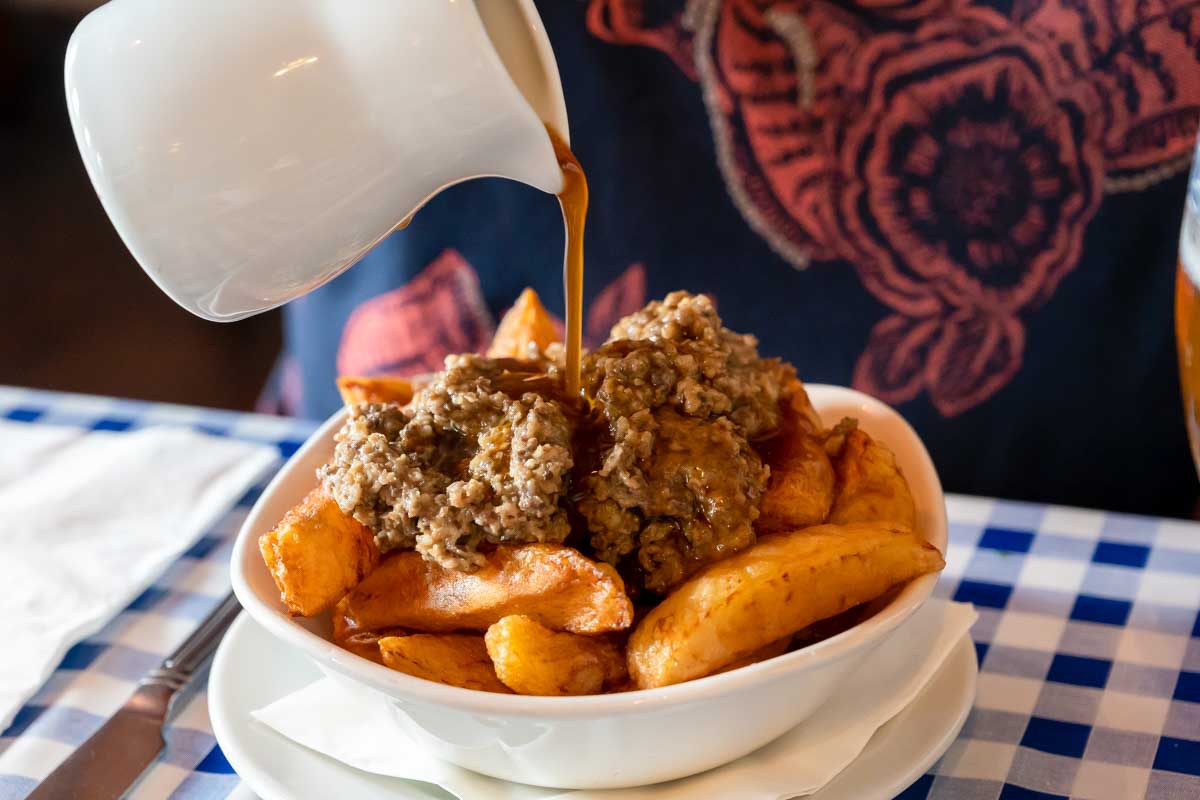 Haggis eaten at a cafe in Edinburgh Scotland